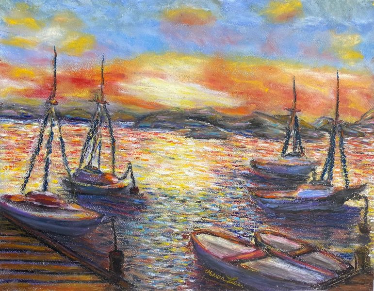 ‘SUNSET ON THE BAY’ • OIL PASTEL • 12X16