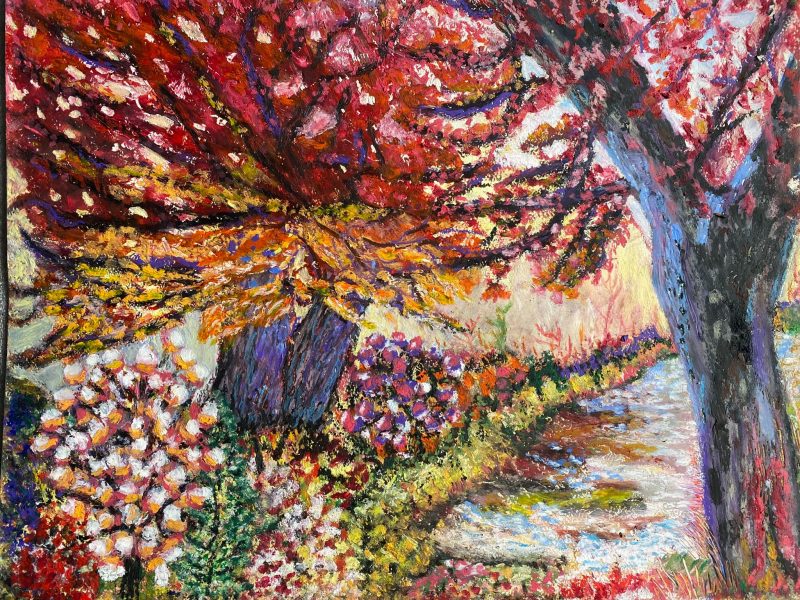 'IN THE WOODS' • OIL PASTEL • 12x16in