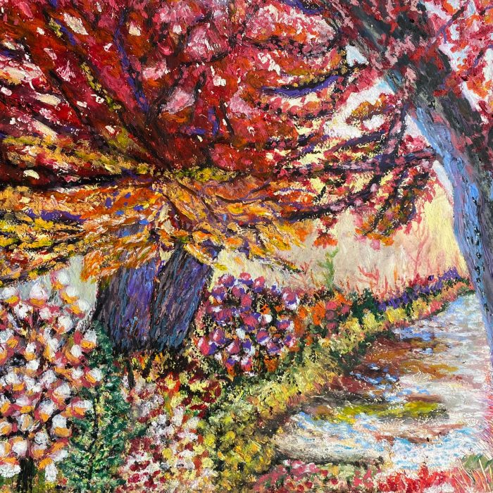 'IN THE WOODS' • OIL PASTEL • 12x16in