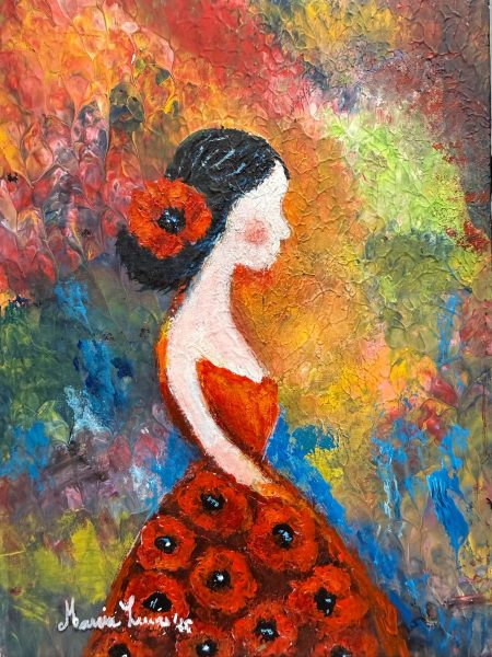 Isadora - Acrylic and mixed media on greeting card - 5 x 7 in